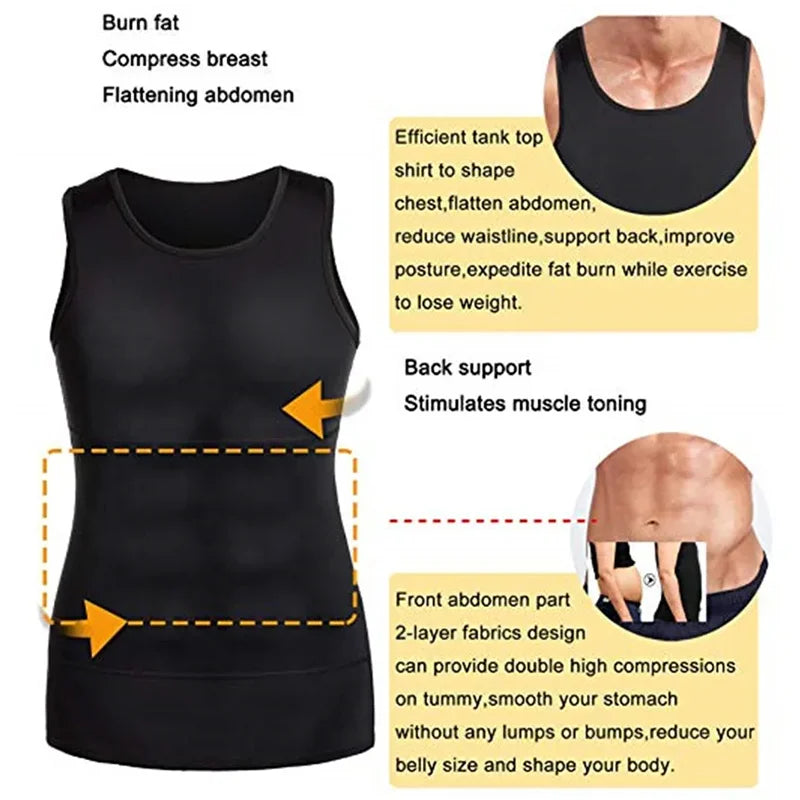 Men's SlimFit Shapewear Tank: Tummy Control & Waist-Defining Undershirt