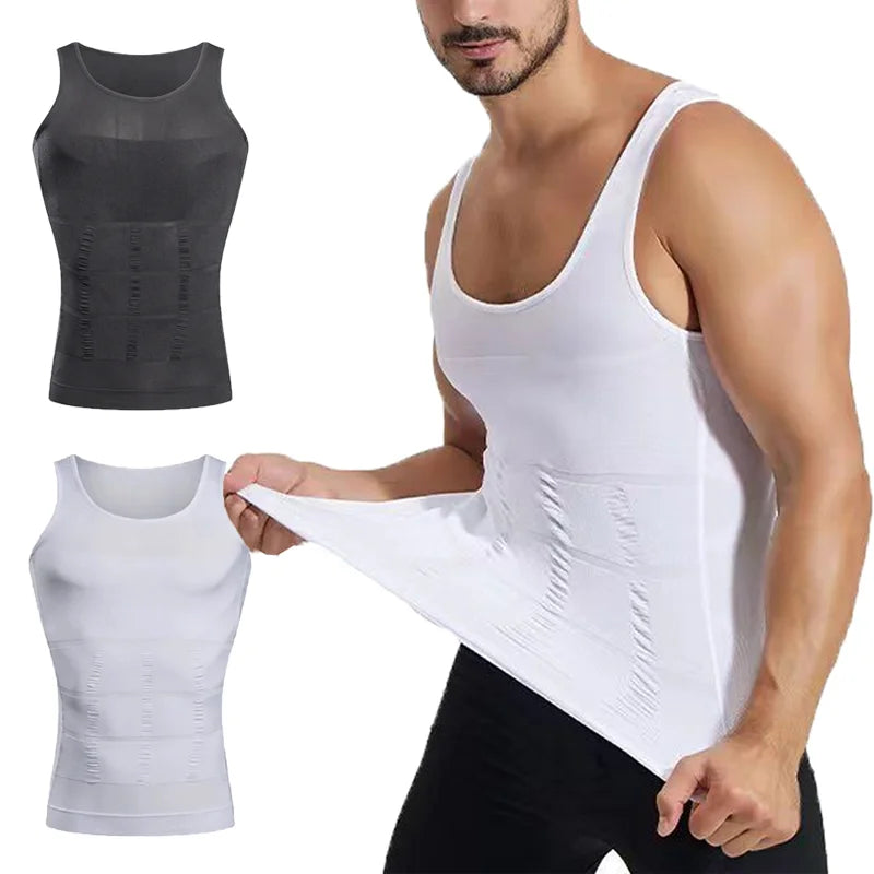 Men's SlimFit Shapewear Tank: Tummy Control & Waist-Defining Undershirt