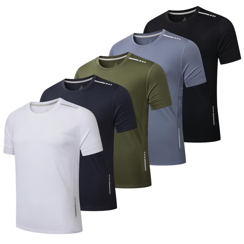 3/5 Pack Men's Quick-Dry Athletic Tees: All-Season Crewneck for Yoga & Sports