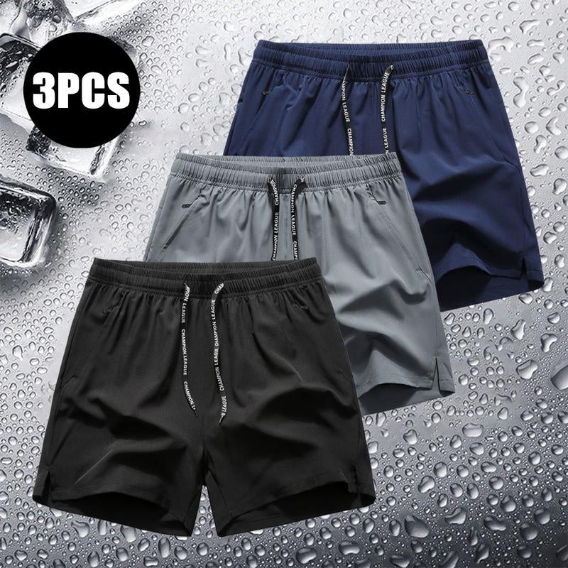 Men's Ice Silk Quick-Dry 3/4 Shorts: 3-Pack for Running & Fitness